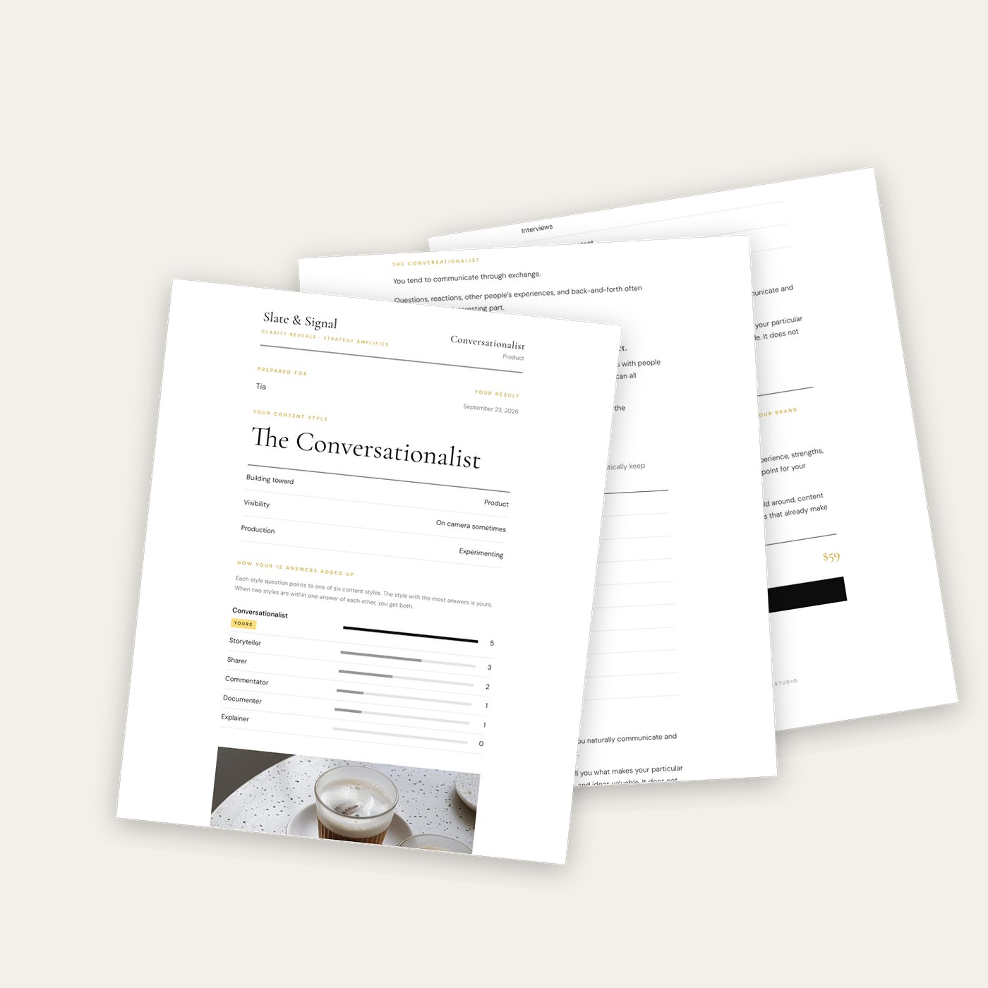 A sample Content Style result, a fan of the result pages